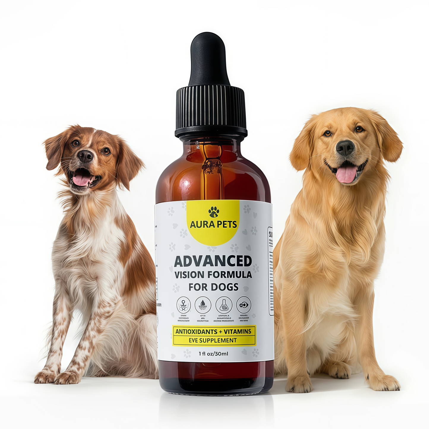Aura Pets Advanced Vision Formula for Dogs - Eye Health Support with Lutein | Zeaxanthin & Astaxanthin - Helps Maintain Clear Vision & Comfort - 30ml Liquid Supplement