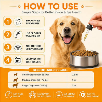 Aura Pets Advanced Vision Formula for Dogs - Eye Health Support with Lutein | Zeaxanthin & Astaxanthin - Helps Maintain Clear Vision & Comfort - 30ml Liquid Supplement